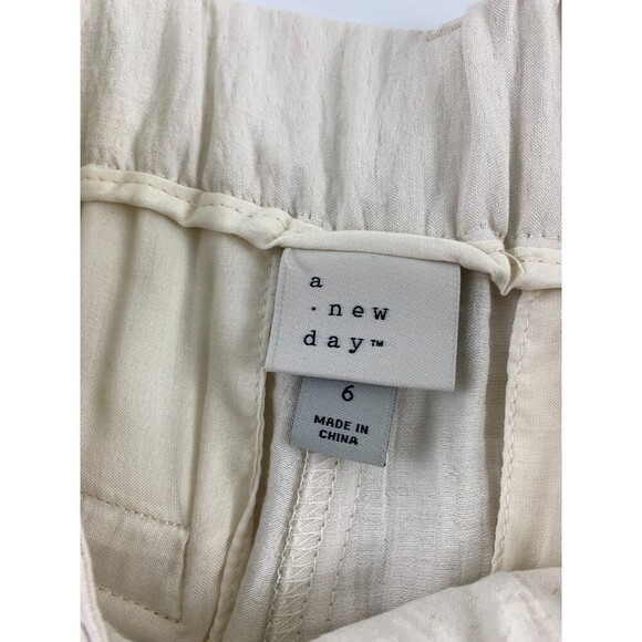 A New Day Crepe Trouser High Waist Wide Leg Rayon Pleated Front Ivory Womens 6 - Picture 7 of 14